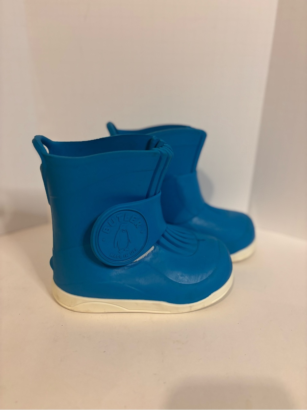 Bright Blue Kids Waterproof Rain Boots with Easy Pull-On Strap